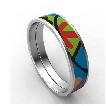 Wholesale Elegant 316L Stainless Steel Enamel Geometric Bangle