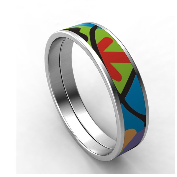 Wholesale Elegant 316L Stainless Steel Enamel Geometric Bangle