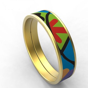 Wholesale Elegant 316L Stainless Steel Enamel Geometric Bangle