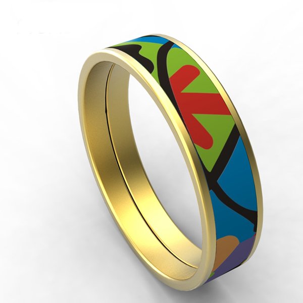 Wholesale Elegant 316L Stainless Steel Enamel Geometric Bangle