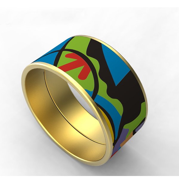 Wholesale Elegant 316L Stainless Steel Enamel Geometric Bangle