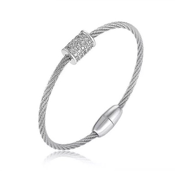 Wholesale 316L Stainless Steel Twisted Wire Cable Flexible Open Cuff Bangle