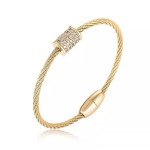 Wholesale 316L Stainless Steel Twisted Wire Cable Flexible Open Cuff Bangle