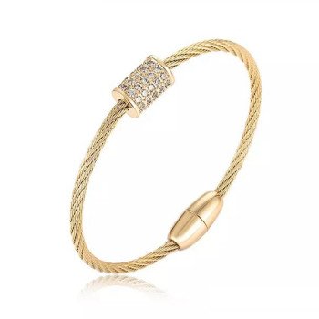 Wholesale 316L Stainless Steel Twisted Wire Cable Flexible Open Cuff Bangle