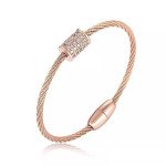 Wholesale 316L Stainless Steel Twisted Wire Cable Flexible Open Cuff Bangle