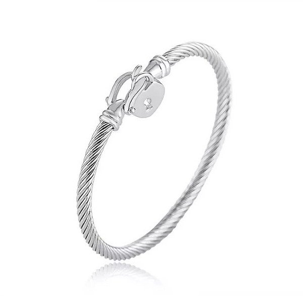 Wholesale 316L Stainless Steel Twisted Wire Cable Flexible Open Cuff Bangle