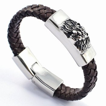 Wholesale 316L Stainless Steel Leather ID Bangle for Custom Engraving