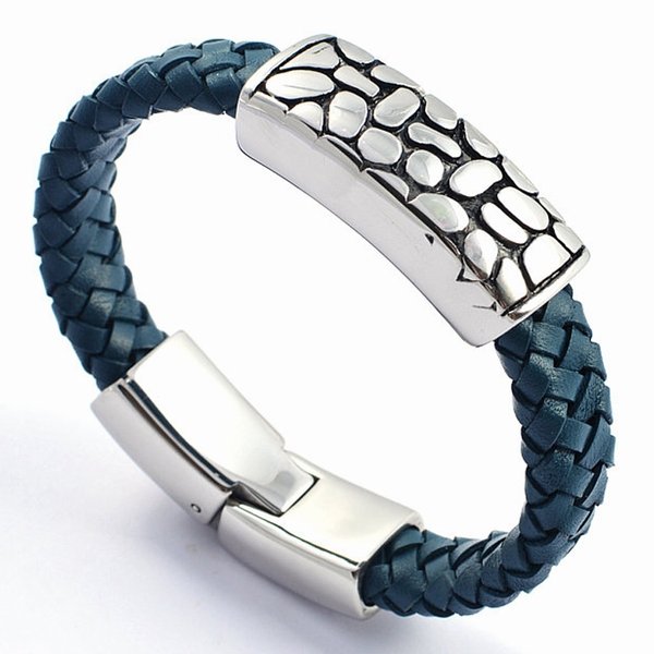 Wholesale 316L Stainless Steel Leather ID Bangle for Custom Engraving