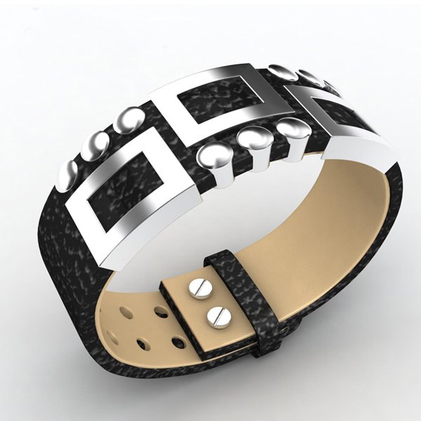 Wholesale Stainless Steel Genuine Leather Minimalist Bracelet Bangle