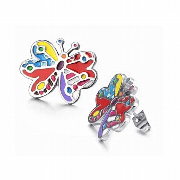 Wholesale 316L Stainless Steel Colorful Enamel Stud Earrings