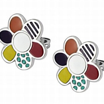 Wholesale 316L Stainless Steel Colorful Enamel Stud Earrings