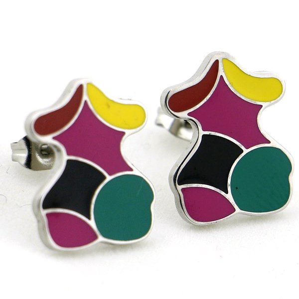 Wholesale 316L Stainless Steel Colorful Enamel Stud Earrings