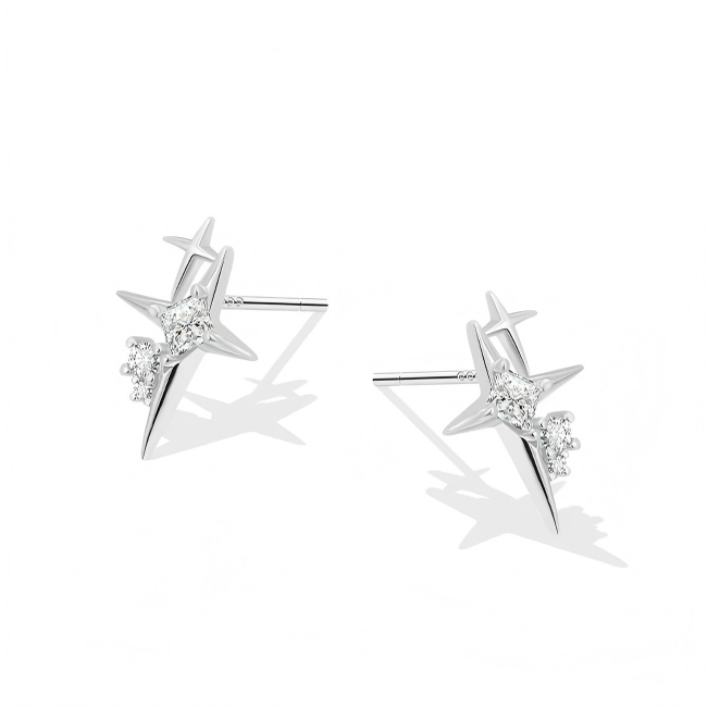 Wholesale Brass Four Pointed Star Minimalist Stud Earrings For Women