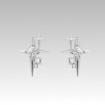 Wholesale Brass Four Pointed Star Minimalist Stud Earrings For Women
