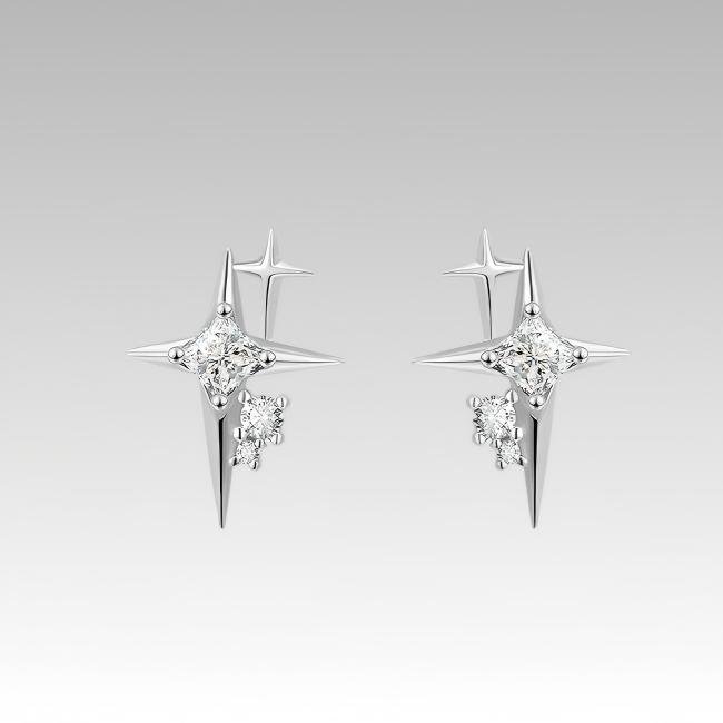 Wholesale Brass Four Pointed Star Minimalist Stud Earrings For Women