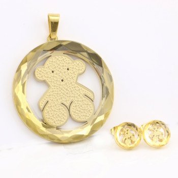 Faceted Ursine Crystal Pendant & Stud Hardware Set