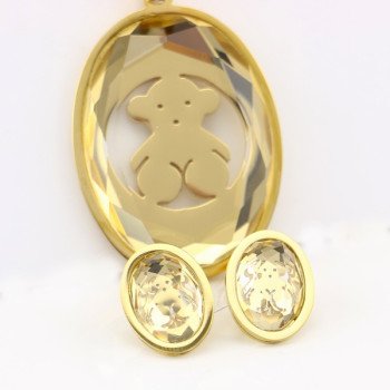 Faceted Ursine Crystal Pendant & Stud Hardware Set