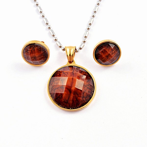 Wholesale 316L Stainless Steel Jewelry Sets With Colorful Stones For Women