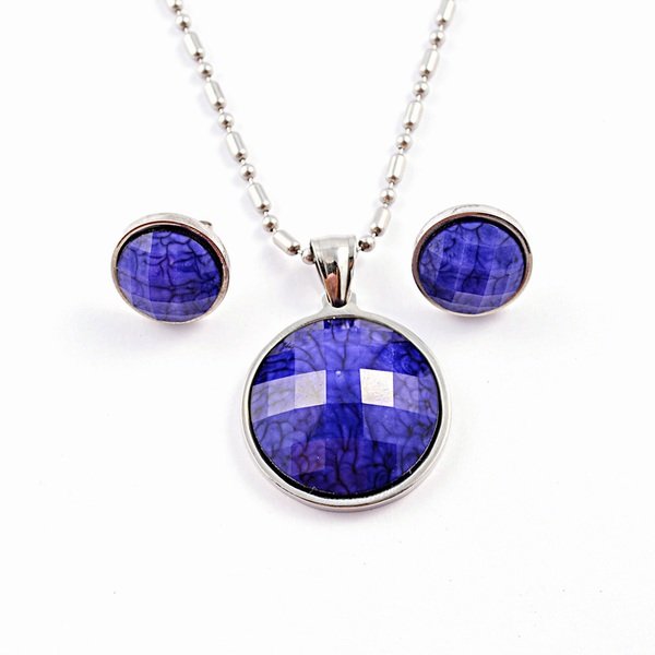 Wholesale 316L Stainless Steel Jewelry Sets With Colorful Stones For Women