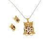 316L Stainless Steel Leopard Print Pendant and Earrings Jewelry Set for Women Daily Wear