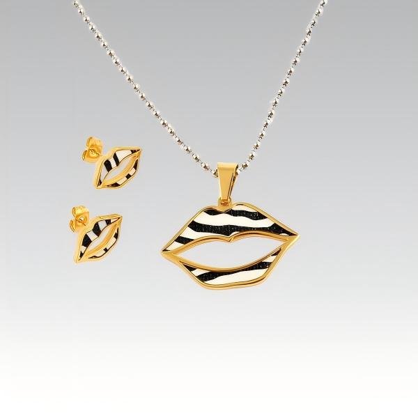 316L Stainless Steel Leopard Print Pendant and Earrings Jewelry Set for Women Daily Wear