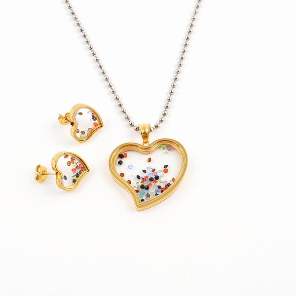 316L Stainless Steel Simple Daily Pendant and Earrings Jewelry Set for Women