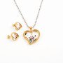 316L Stainless Steel Simple Daily Pendant and Earrings Jewelry Set for Women