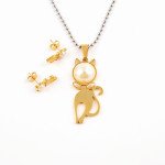 316L Stainless Steel Simple Daily Pendant and Earrings Jewelry Set for Women