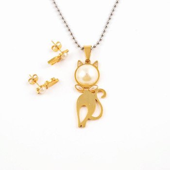 316L Stainless Steel Simple Daily Pendant and Earrings Jewelry Set for Women