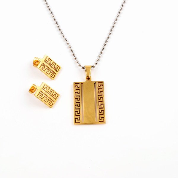 316L Stainless Steel Simple Daily Pendant and Earrings Jewelry Set for Women
