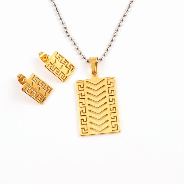 316L Stainless Steel Simple Daily Pendant and Earrings Jewelry Set for Women