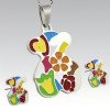 316L Stainless Steel Enamel Color Pendant and Earrings Jewelry Set for Women