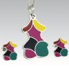 316L Stainless Steel Enamel Color Pendant and Earrings Jewelry Set for Women
