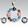 316L Stainless Steel Enamel Color Pendant and Earrings Jewelry Set for Women