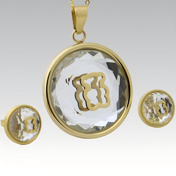 Faceted Ursine Crystal Pendant & Stud Hardware Set
