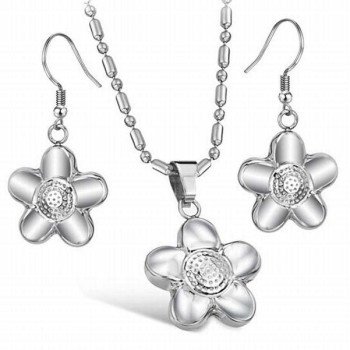 316L Stainless Steel Hollow Design Pendant and Earrings Jewelry Set for Women