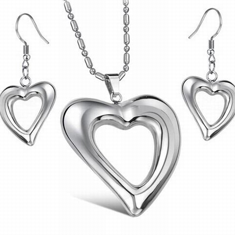 316L Stainless Steel Hollow Design Pendant and Earrings Jewelry Set for Women