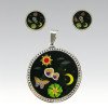 316L Stainless Steel Enamel Color Pendant and Earrings Jewelry Set for Women