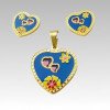 316L Stainless Steel Enamel Color Pendant and Earrings Jewelry Set for Women
