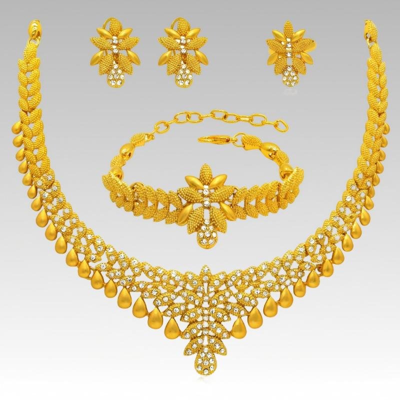 Luxury Dubai Middle East African Bridal Gold Plated 4PCS Jewelry Set