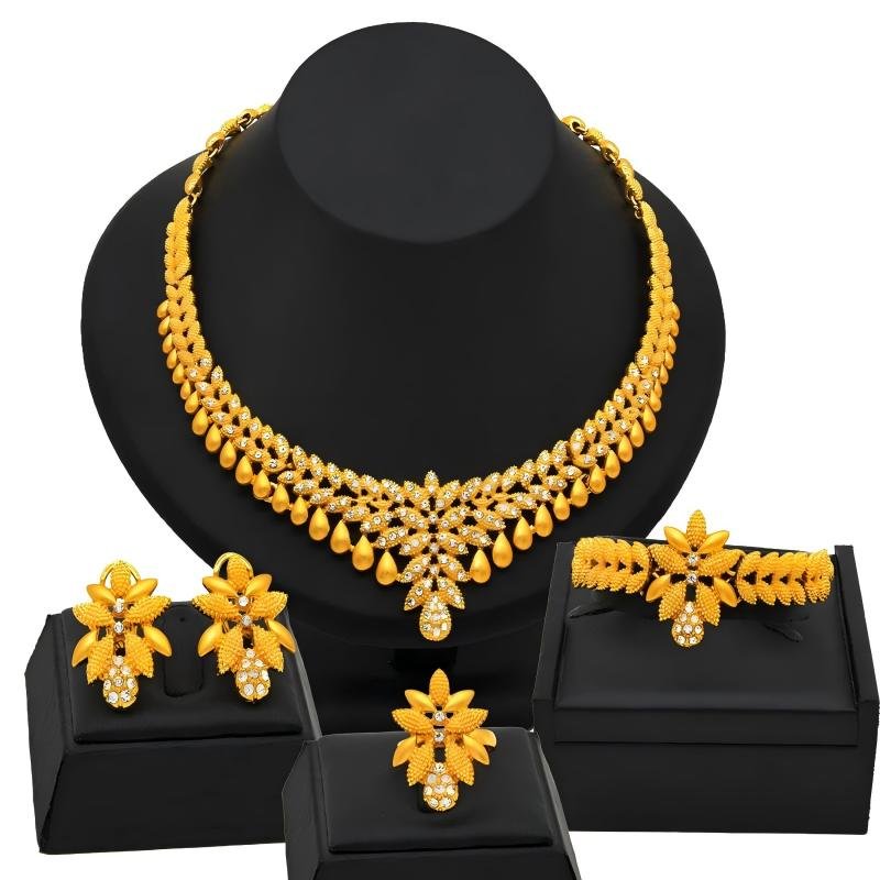 Luxury Dubai Middle East African Bridal Gold Plated 4PCS Jewelry Set