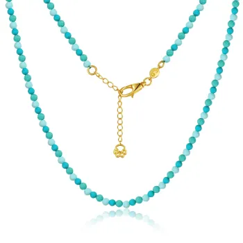Italian Designer 18K Gold Plated Natural Stone Beaded Necklace Wholesale