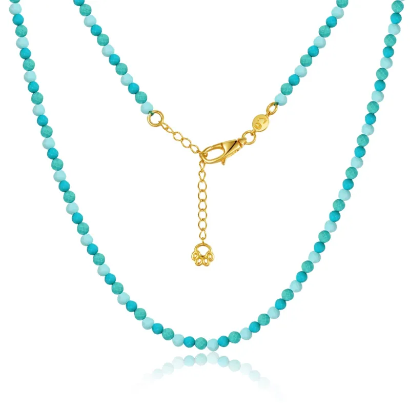 Italian Designer 18K Gold Plated Natural Stone Beaded Necklace Wholesale