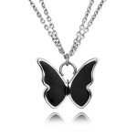 Minimalist 316L Stainless Steel Butterfly Wings Pendant Necklace Dainty Everyday Wear
