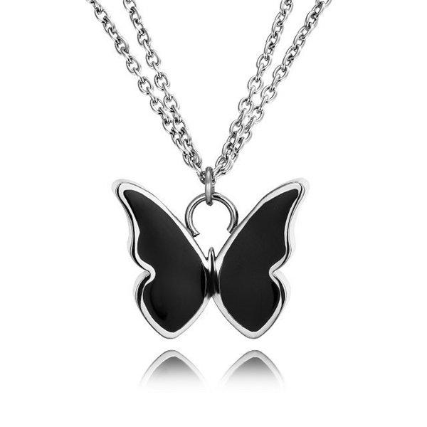 Minimalist 316L Stainless Steel Butterfly Wings Pendant Necklace Dainty Everyday Wear