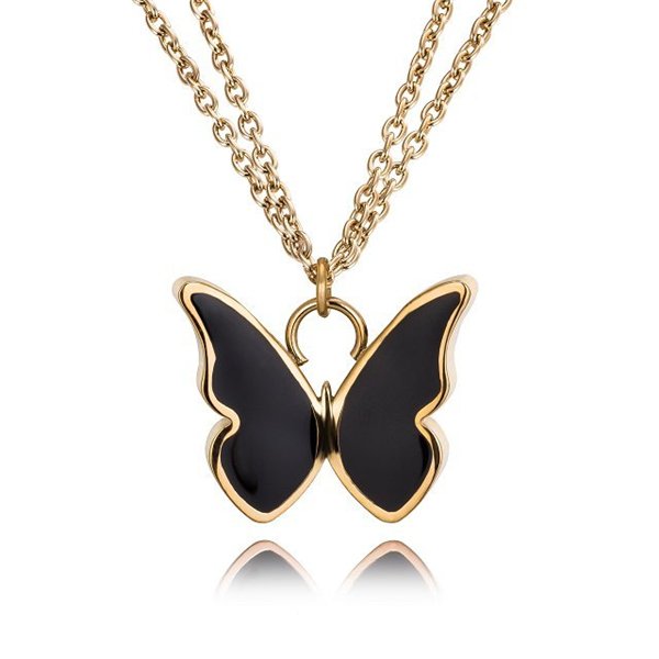 Minimalist 316L Stainless Steel Butterfly Wings Pendant Necklace Dainty Everyday Wear
