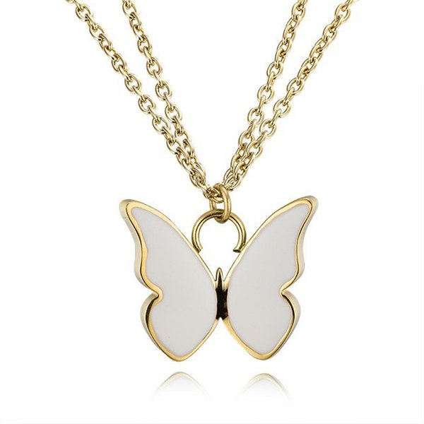 Minimalist 316L Stainless Steel Butterfly Wings Pendant Necklace Dainty Everyday Wear
