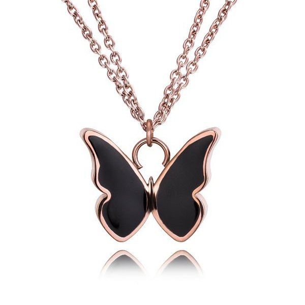 Minimalist 316L Stainless Steel Butterfly Wings Pendant Necklace Dainty Everyday Wear