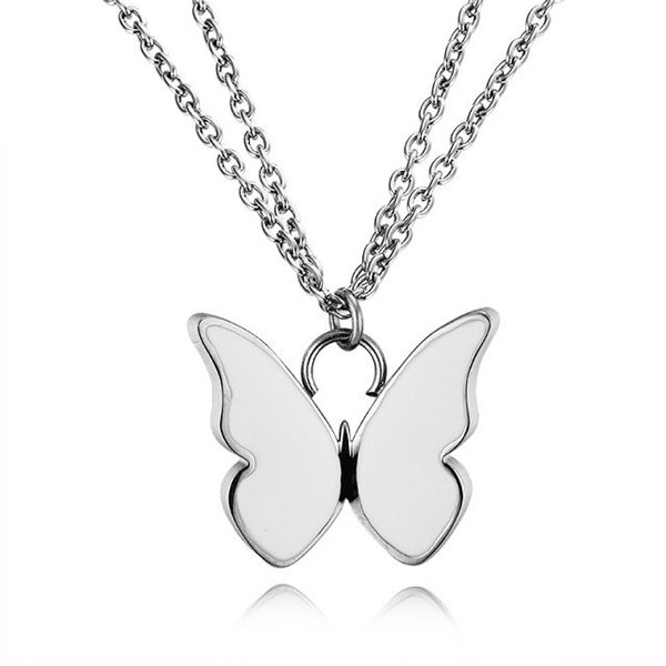 Minimalist 316L Stainless Steel Butterfly Wings Pendant Necklace Dainty Everyday Wear