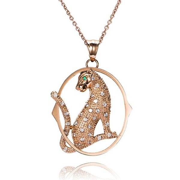 316L Stainless Steel Leopard Animal Pendant Necklace Wisdom Gift for Women